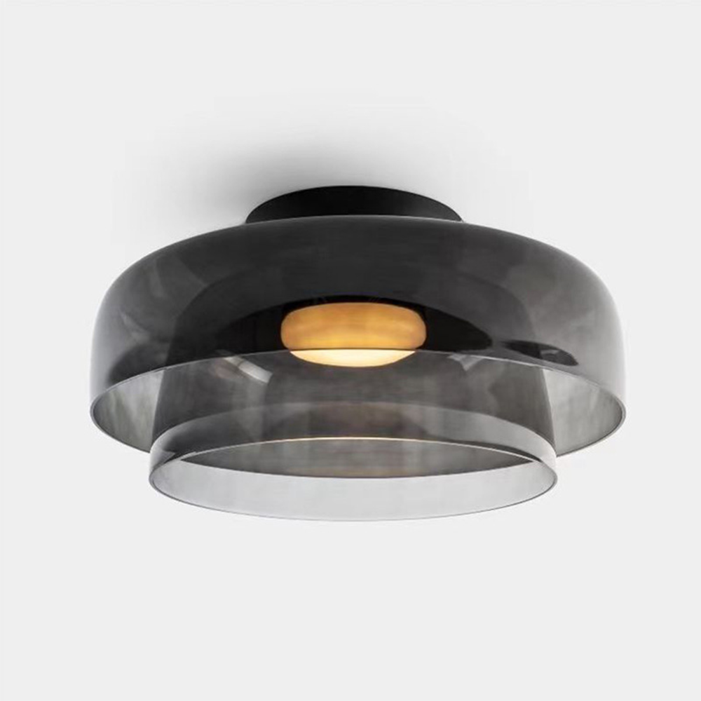 Design Glazen Plafondlamp met Gelaagde Structuur — Elegant Lichtspel voor Eetkamer, Woonkamer en Slaapkamer