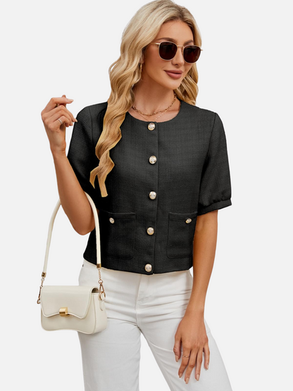 Dames Cropped Blazer Jas Tweed Pasvorm