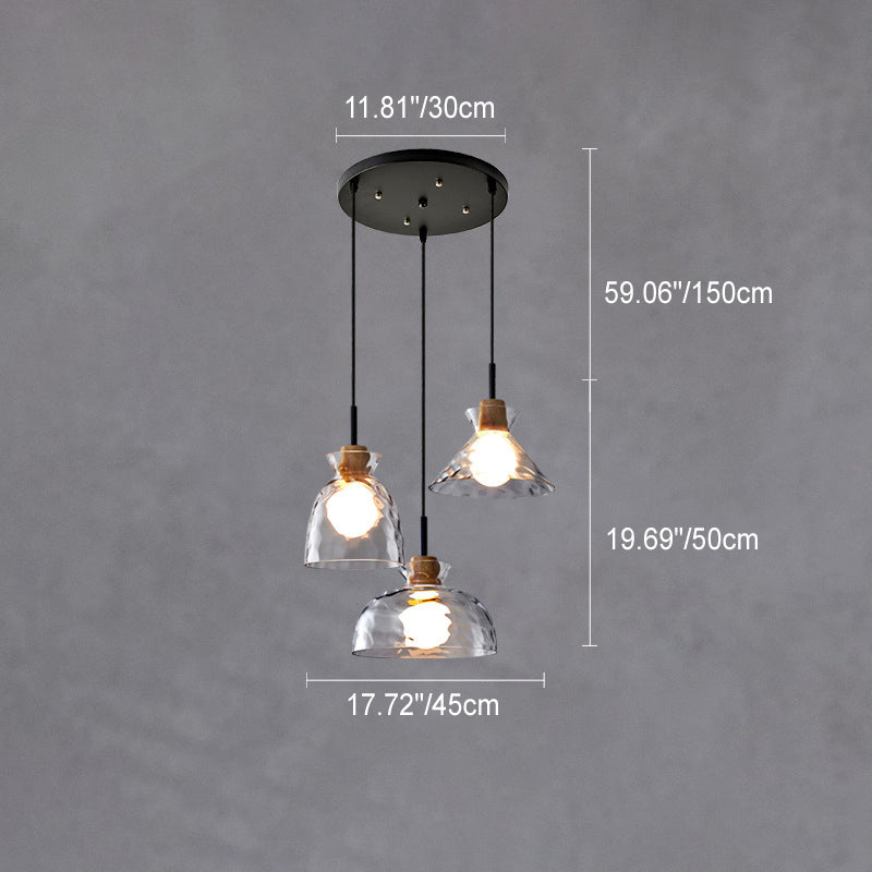 Hanglamp Glas Hout Transparant E26 Woonkamer Slaapkamer Eetkamer Pendellamp Glazen Kap Bell Cone Bowl Industrieel Retro