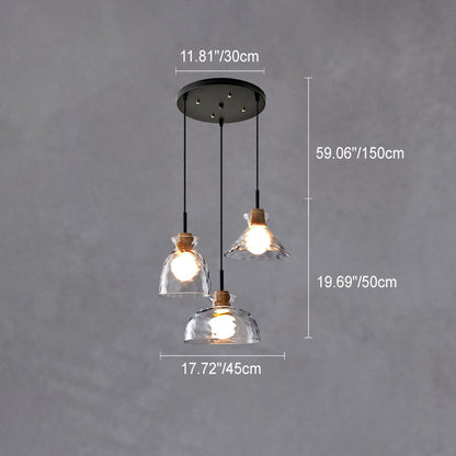 Hanglamp Glas Hout Transparant E26 Woonkamer Slaapkamer Eetkamer Pendellamp Glazen Kap Bell Cone Bowl Industrieel Retro