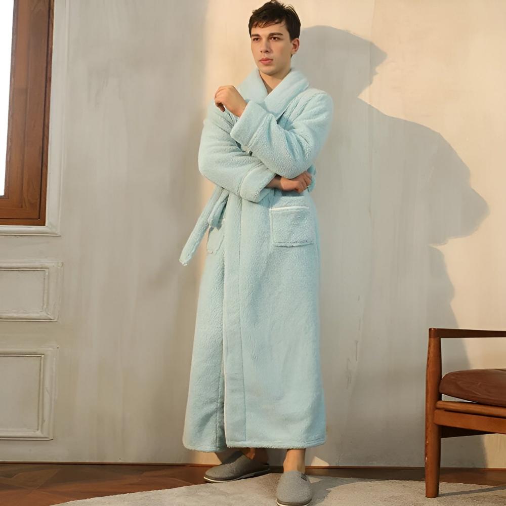 Sherpa Coral Fleece Badjas met Shawlkraag Unisex Loungewear Comfortabel Huis Huispak Zachte Fleece Ochtendjas