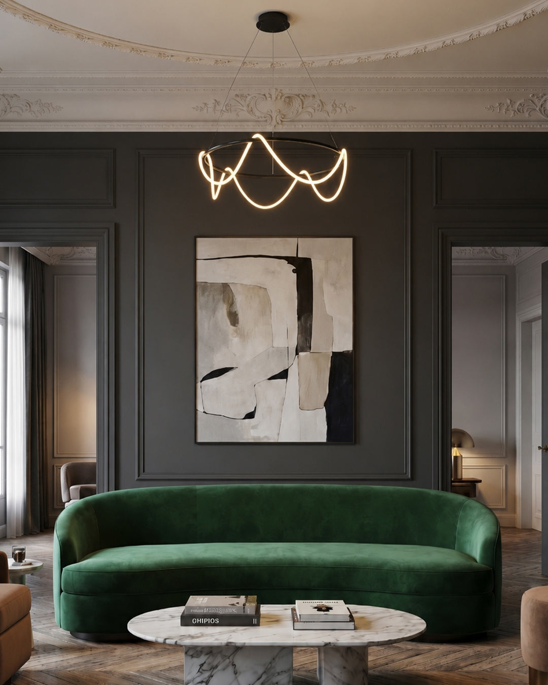 LED-design hanglamp met metalen koordstructuur zwart satijn 100 cm dimbaar warm wit modern interieur eetkamer keukeneiland