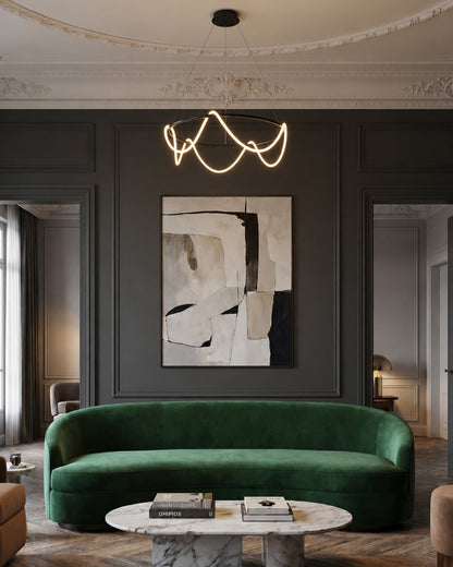 LED-design hanglamp met metalen koordstructuur zwart satijn 100 cm dimbaar warm wit modern interieur eetkamer keukeneiland