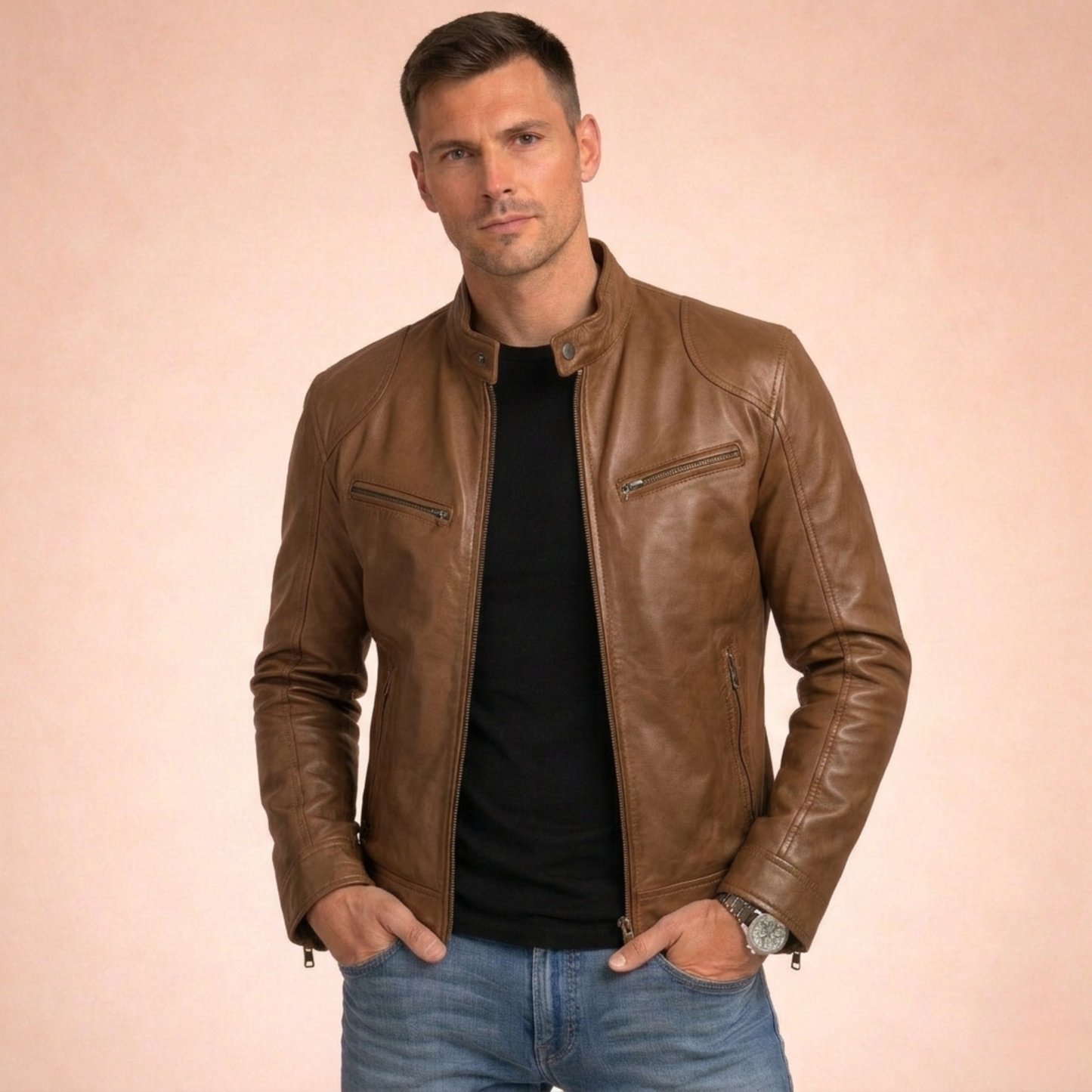 Leren Jack Tijdloos Elegant Mannen Jassen