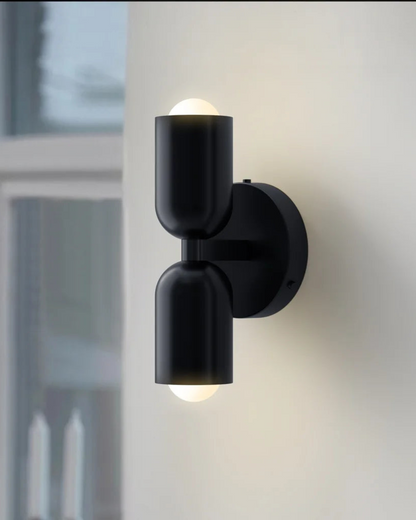 Wandlamp Dubbele Ronde Kap Zwart Frame Warm Sfeerlicht Slaapkamer Woonkamer Gang Minimalistische Wandverlichting Modern Japandi Scandinavisch Interieur