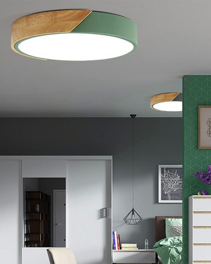 Moderne ronde plafondlamp met houtaccent en LED verlichting – minimalistische designlamp in 23 30 40 50 en 60 cm