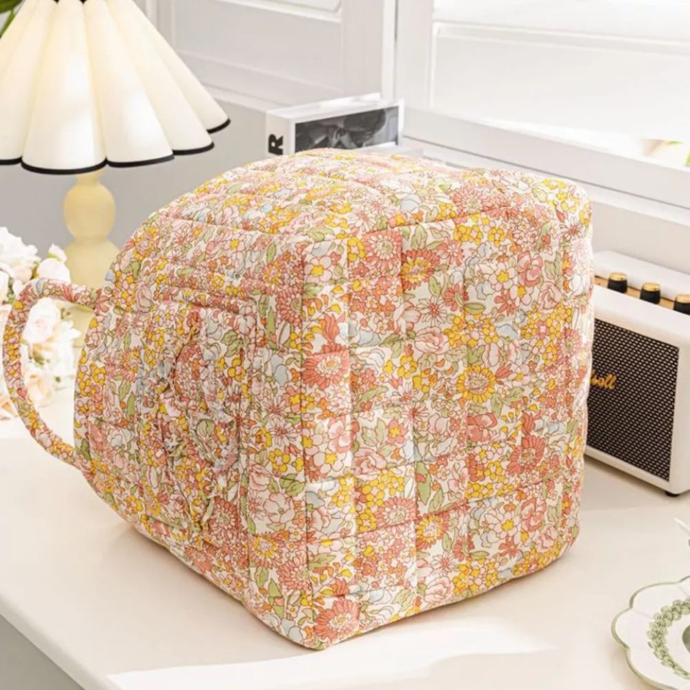 Canvas Opbergmand met Bloemenprint – Praktische Organizer voor Kleine Spullen en Schoenen