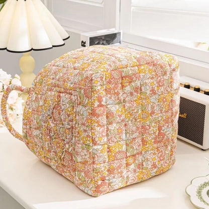 Canvas Opbergmand met Bloemenprint – Praktische Organizer voor Kleine Spullen en Schoenen