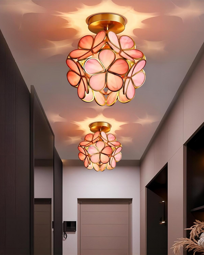 Moderne plafondlamp met bloemdesign in acryl en goudkleurig ijzer – luxe LED designlamp 20 cm