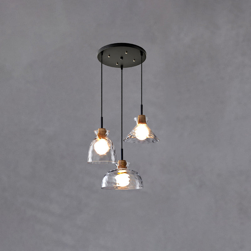 Hanglamp Glas Hout Transparant E26 Woonkamer Slaapkamer Eetkamer Pendellamp Glazen Kap Bell Cone Bowl Industrieel Retro