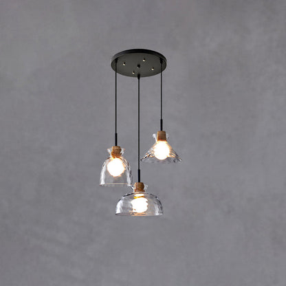 Hanglamp Glas Hout Transparant E26 Woonkamer Slaapkamer Eetkamer Pendellamp Glazen Kap Bell Cone Bowl Industrieel Retro