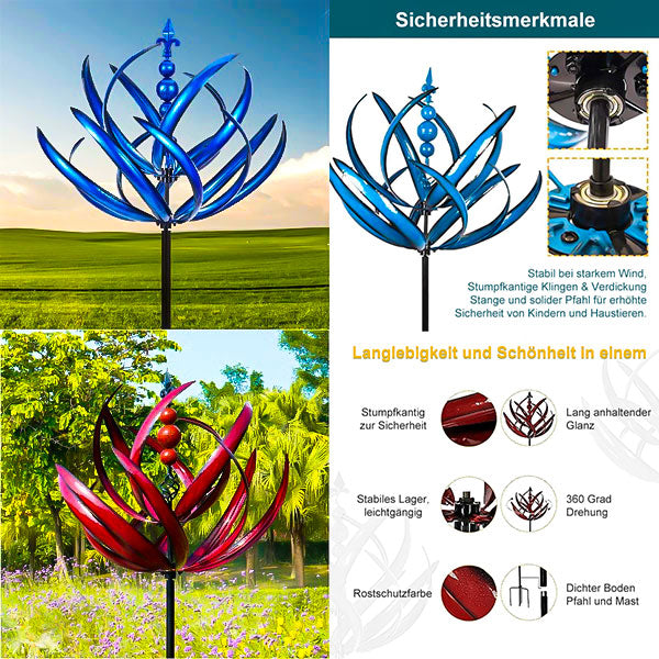 Tuinwindmolen Draaibaar Metaal Weervaan Vogel Design Blauw Rood 90cm voor Terras Tuin Balkon Decoratie
