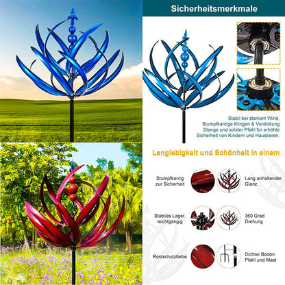Tuinwindmolen Draaibaar Metaal Weervaan Vogel Design Blauw Rood 90cm voor Terras Tuin Balkon Decoratie