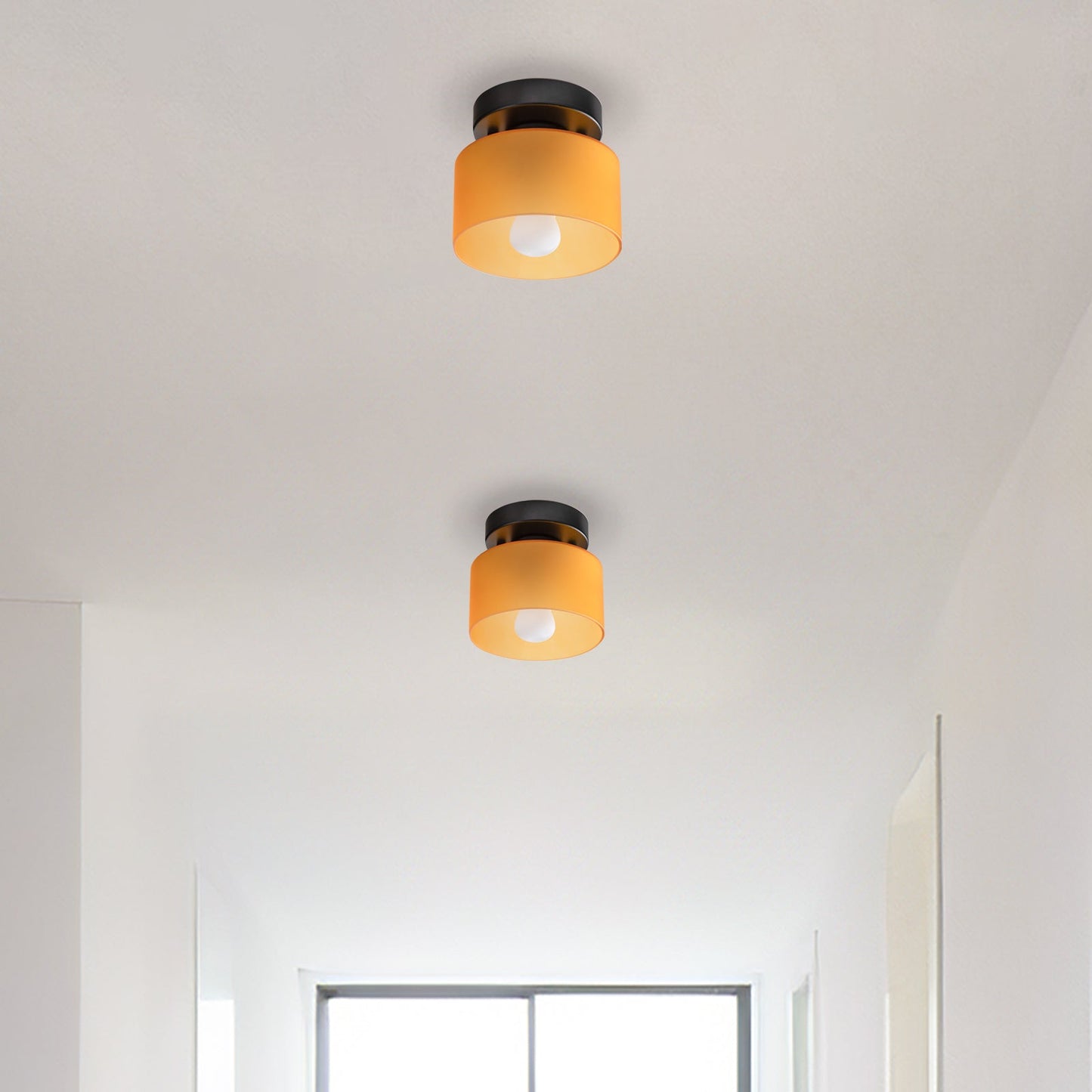 Plafondlamp Glas Retro E27/E26 Amber Keuken Hal Woonkamer Rond Design Sfeerverlichting Vintage Stijl