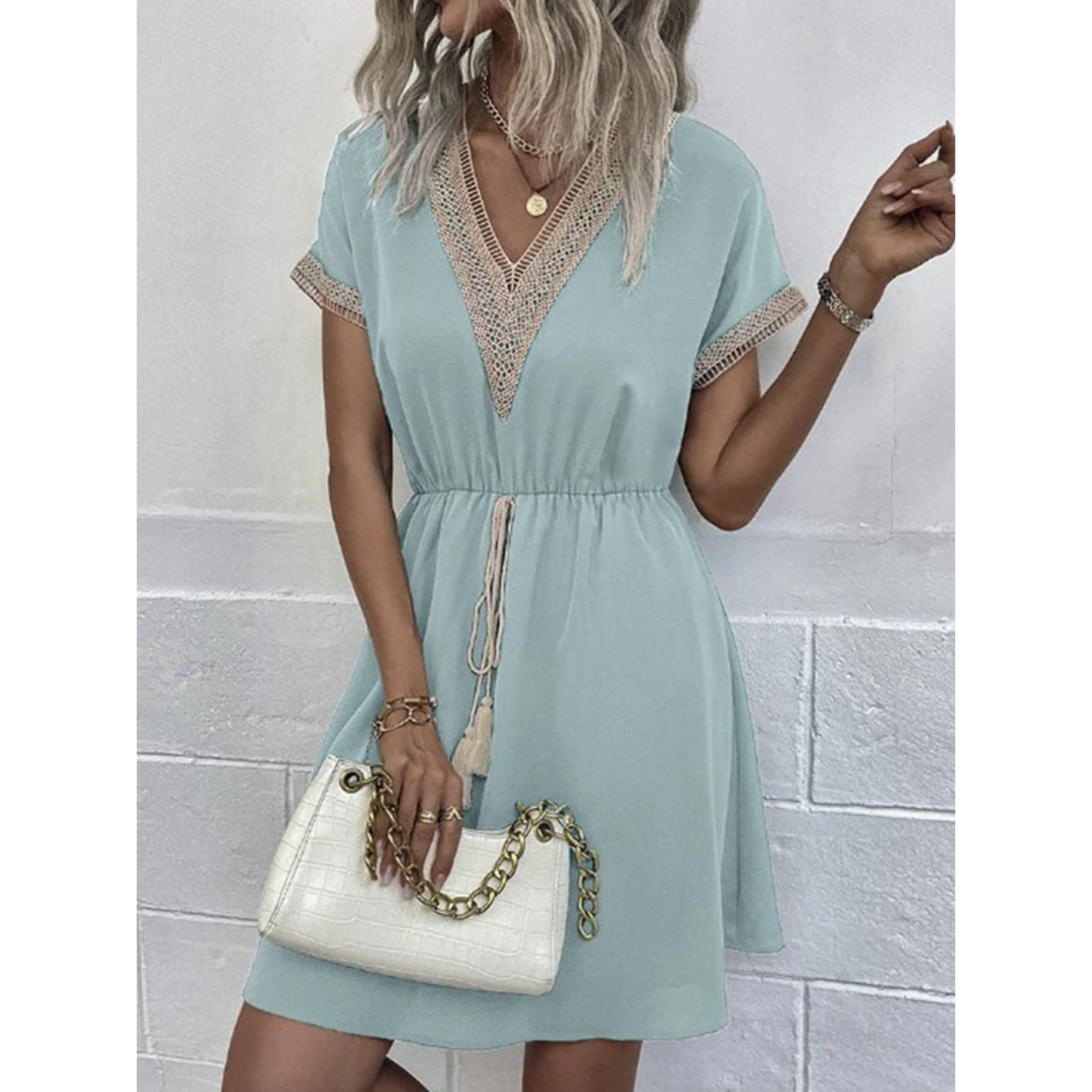 Losse Veters Mini Jurk Bohemian Stijl Zomerjurk