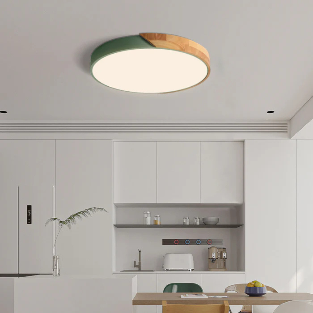 Minimalistische Plafondlamp van Hout & Acryl – Scandinavisch Design voor Woonkamer en Slaapkamer – Energiezuinig LED-Licht – Eenvoudige Montage