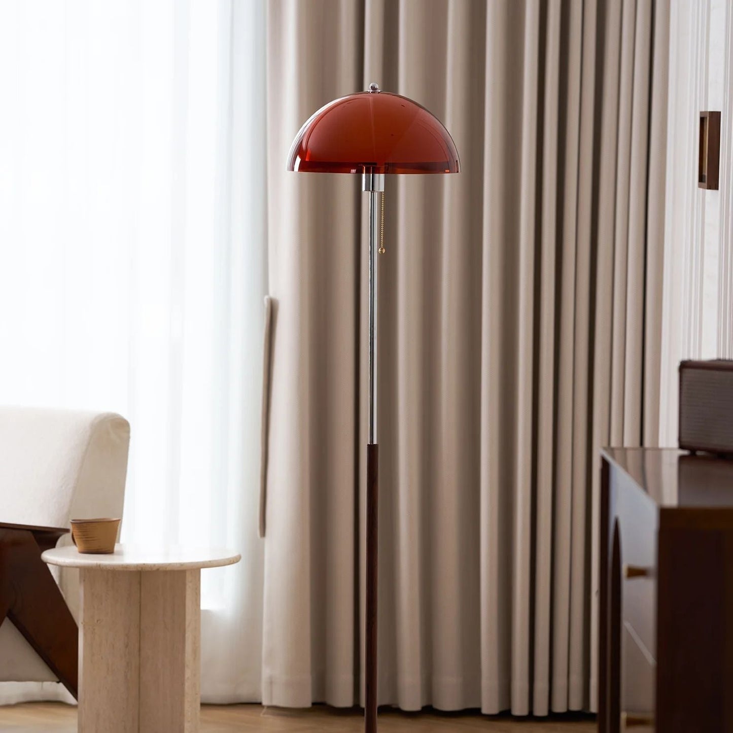 Tavino vloerlamp hout metaal amber woonkamer leeslamp retro design sfeerverlichting moderne staande lamp