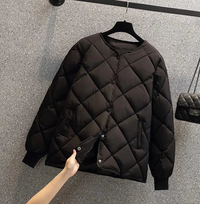 Geruite Katoenen Jas voor Vrouw Warm en Stijlvol → Vrouwen Jas Geruit Katoen Warm en Comfortabel