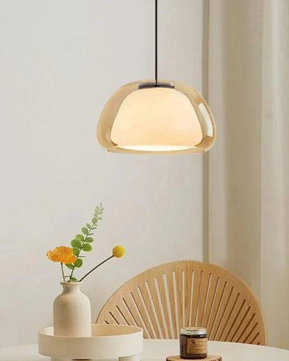 Luxe Glazen Hanglamp Met Mat En Transparant Glas In Minimalistisch Japandi Design