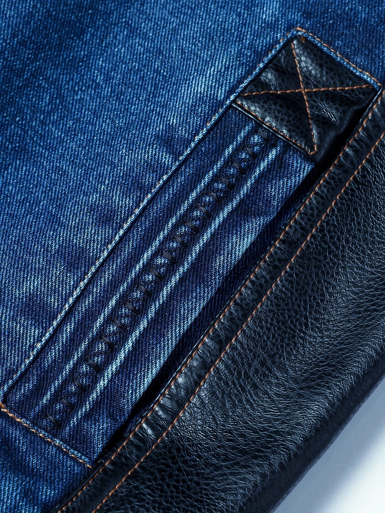 Heren Leren Jas Bikerstijl Denim Look