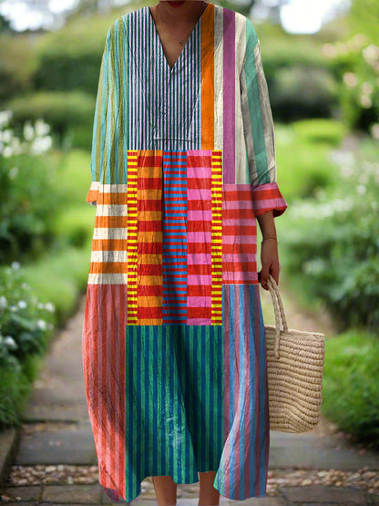 Dames Jurk Geometrische Print Timeless Stijl