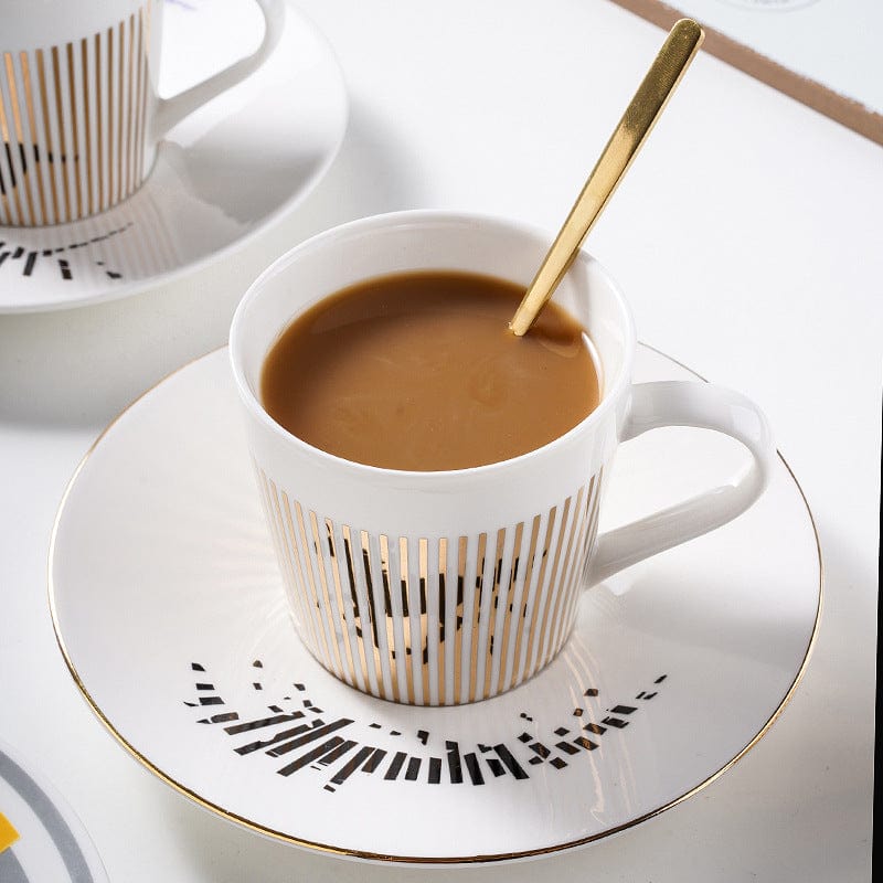 Koffiekop Met Spiegel Reflectie Schotel Keramiek Design Set