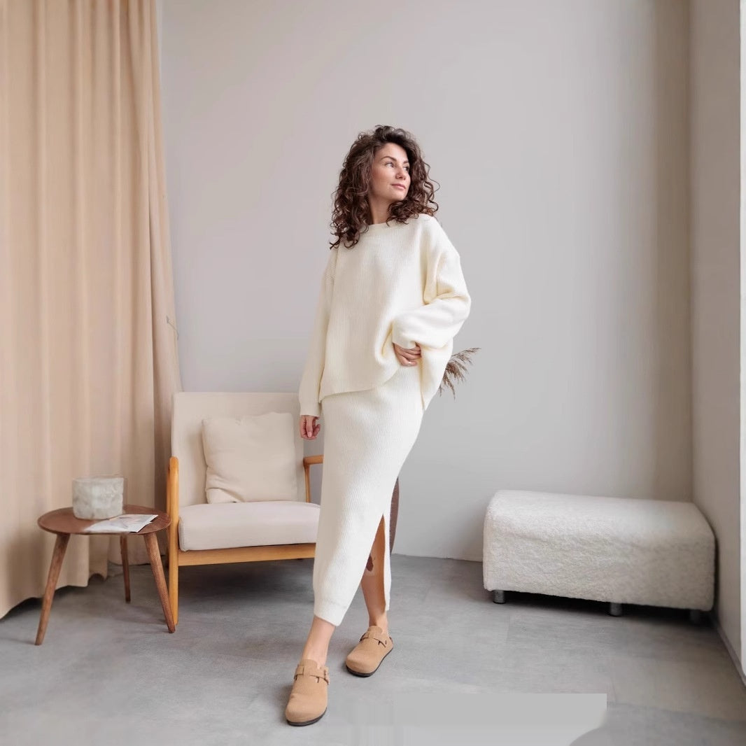 Dames Trui en Rok Set Warme Gebreide Tweedelig Outfit - StudioMarella