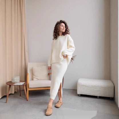 Dames Trui en Rok Set Warme Gebreide Tweedelig Outfit - StudioMarella