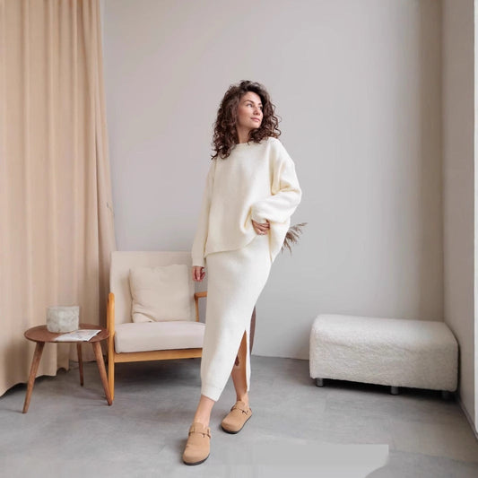 Dames Trui en Rok Set Warme Gebreide Tweedelig Outfit - StudioMarella