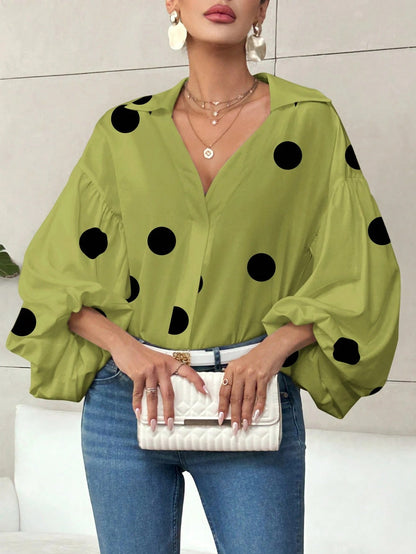 Dames Blouse Grote Polka Dot met Wijd Mouwen