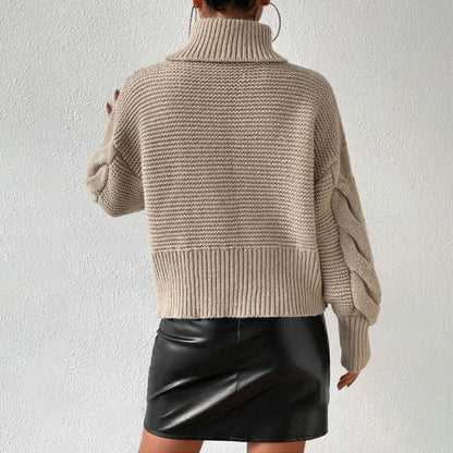 Dames Kabeltrui Zwart Warme Coltrui Elegante Stijl