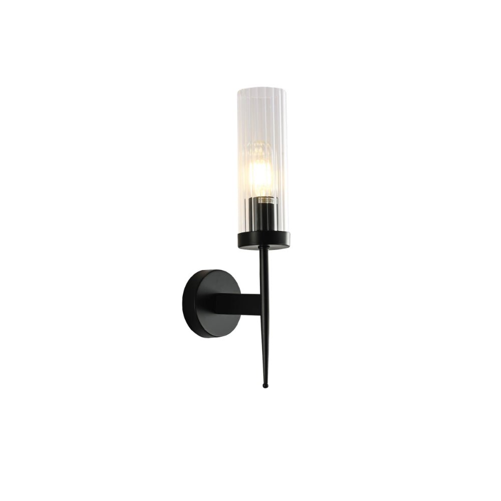 Wandlamp Geribbeld Glas Vintage Art Deco E27 Goud Chroom Nikkel Zwart Dimbaar Cilinder