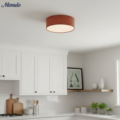 Plafondlamp met Linnen Kap – Drumvorm Ø30/45cm – Modern Scandinavisch Design – Elegante Verlichting Woonkamer Slaapkamer Eetkamer