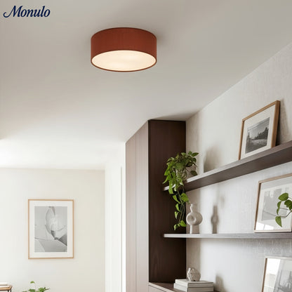 Plafondlamp met Linnen Kap – Drumvorm Ø30/45cm – Modern Scandinavisch Design – Elegante Verlichting Woonkamer Slaapkamer Eetkamer