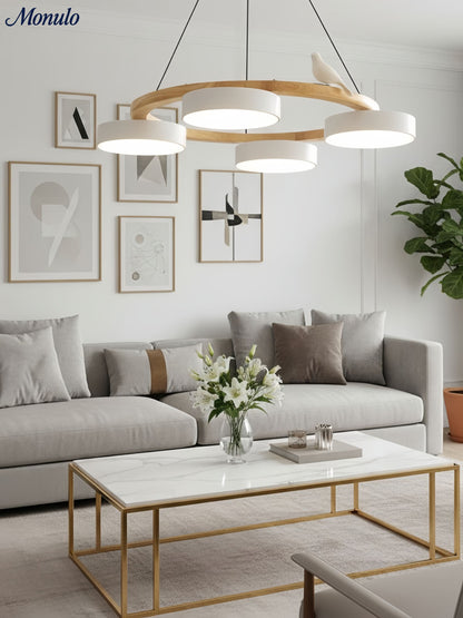 Decoratieve Vogelkroonluchter met Gekleurde Cirkels voor Eetkamer en Woonkamer
