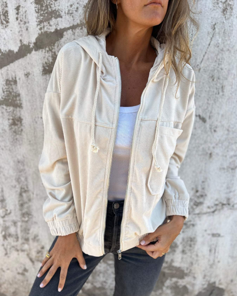 Dames Corduroy Hoodie Jas Comfortabele Pasvorm - StudioMarella