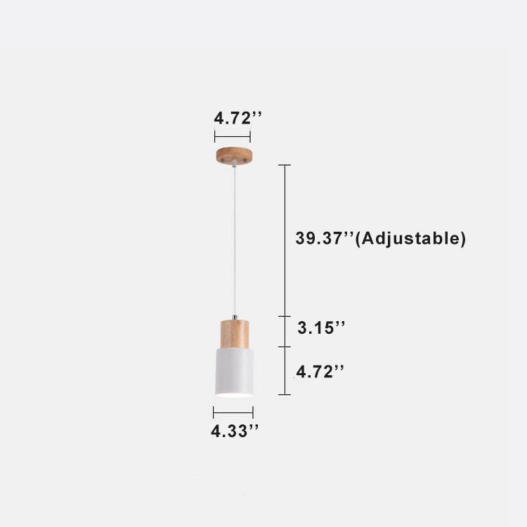 Hanglamp Hout Aluminium Cilinder Kleur E26 120cm Snoer Scandinavisch Woonkamer Eetkamer