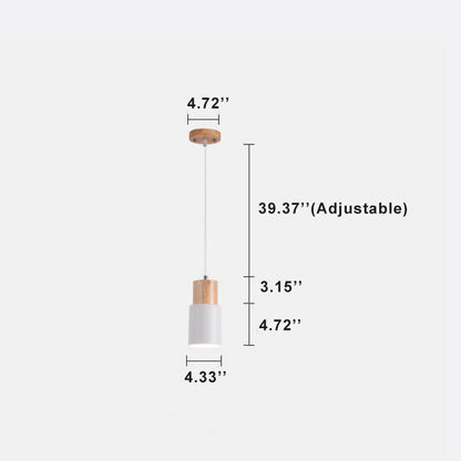 Hanglamp Hout Aluminium Cilinder Kleur E26 120cm Snoer Scandinavisch Woonkamer Eetkamer