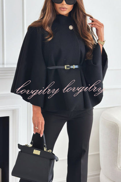 Dames Cape Top Zwart Elegante Stijl