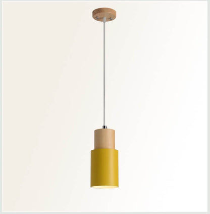 Hanglamp Hout Aluminium Cilinder Kleur E26 120cm Snoer Scandinavisch Woonkamer Eetkamer