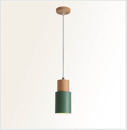 Hanglamp Hout Aluminium Cilinder Kleur E26 120cm Snoer Scandinavisch Woonkamer Eetkamer