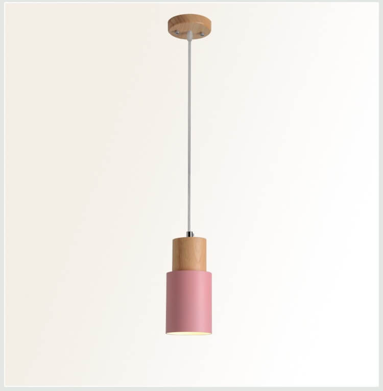 Hanglamp Hout Aluminium Cilinder Kleur E26 120cm Snoer Scandinavisch Woonkamer Eetkamer