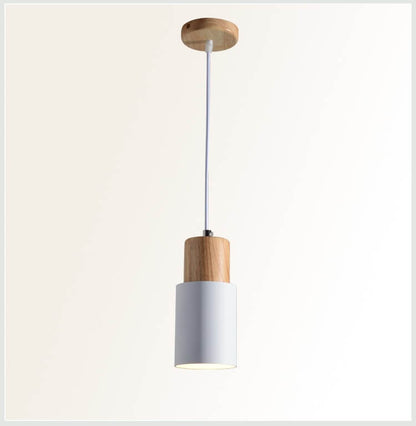 Hanglamp Hout Aluminium Cilinder Kleur E26 120cm Snoer Scandinavisch Woonkamer Eetkamer