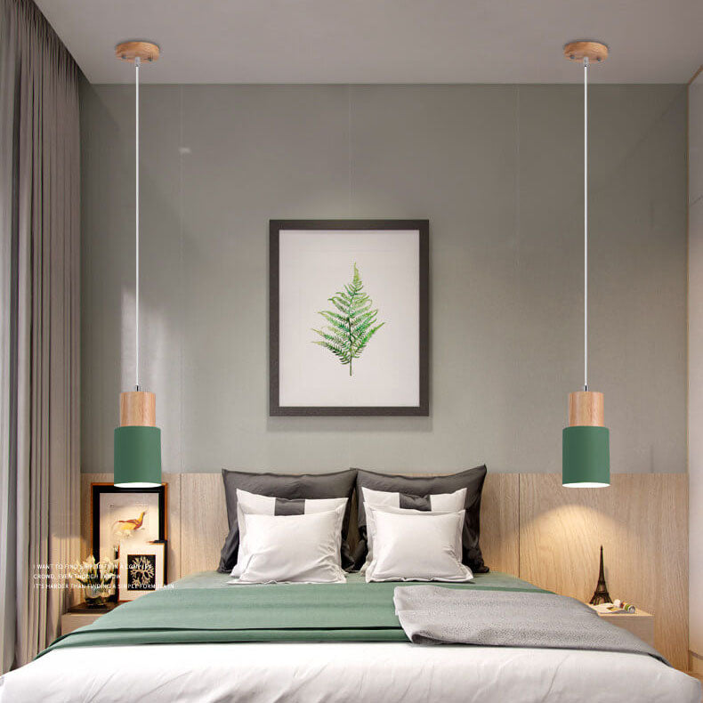 Hanglamp Hout Aluminium Cilinder Kleur E26 120cm Snoer Scandinavisch Woonkamer Eetkamer