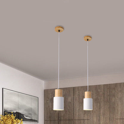 Hanglamp Hout Aluminium Cilinder Kleur E26 120cm Snoer Scandinavisch Woonkamer Eetkamer