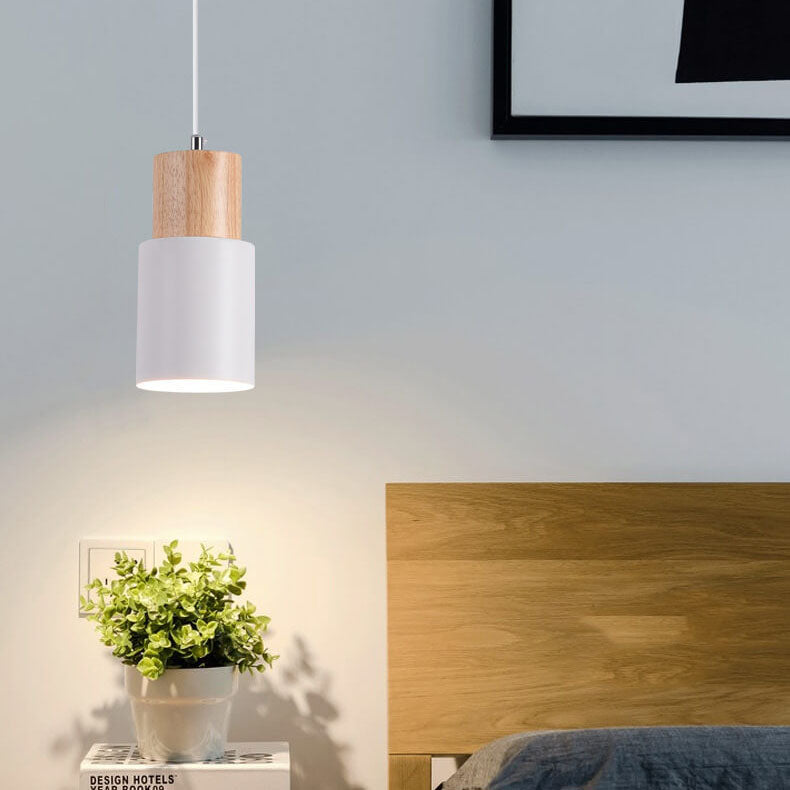 Hanglamp Hout Aluminium Cilinder Kleur E26 120cm Snoer Scandinavisch Woonkamer Eetkamer