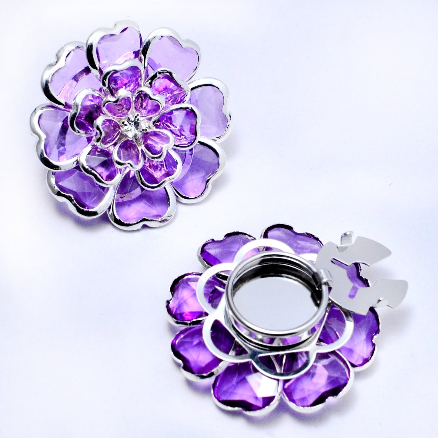 Dames Manchetknoop Bloem Patroon Elegant Zilver