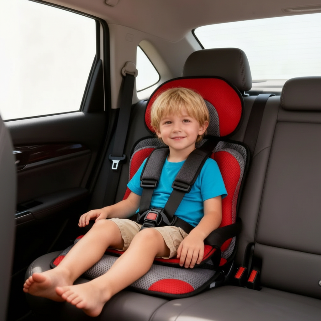 Opvouwbare Kinderzitverhoger voor de Auto – Draagbaar en Veilig Boosterzitje met 5-Punts Harnas voor Kinderen van 0-14 Jaar, Wasbare Hoes