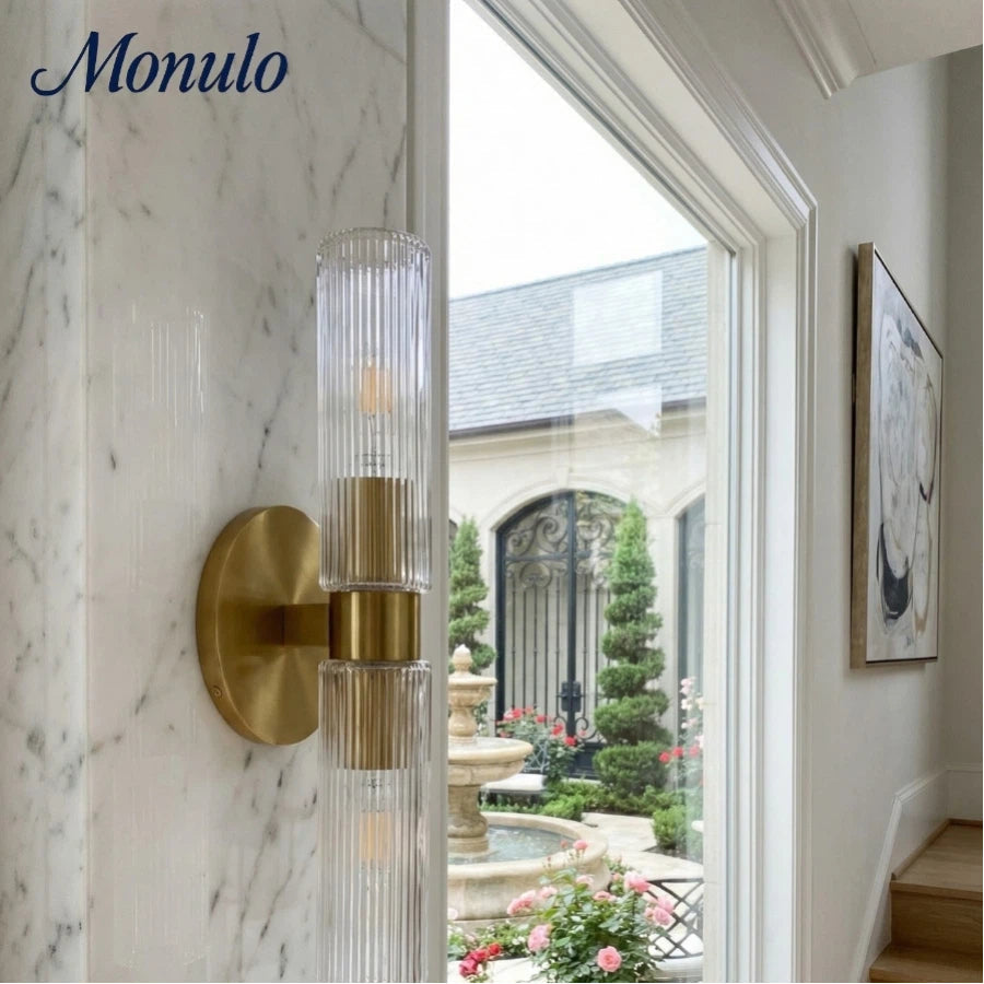 Wandlamp met dubbele geribbelde glazen buizen – hedendaagse wandverlichting voor hal en entree