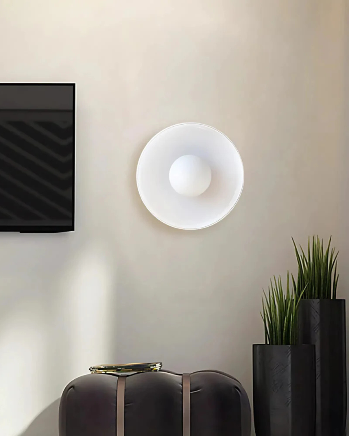 Moderne ronde plafondlamp van glas en ijzer – minimalistische designlamp voor woonkamer en slaapkamer met warme lichtkleur
